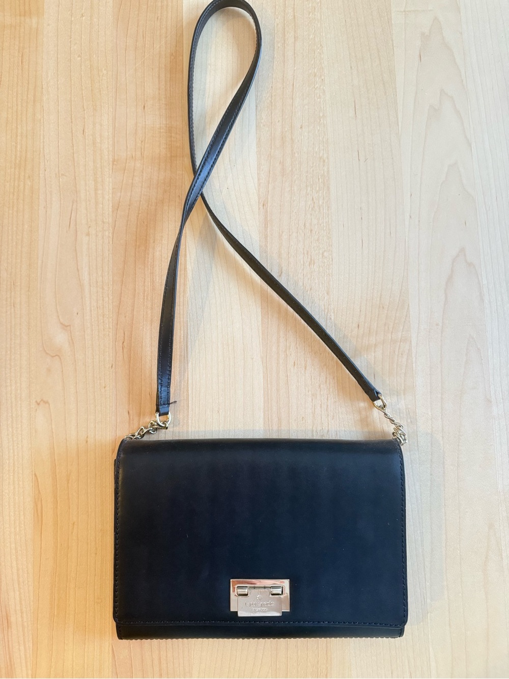 kate spade Black Leather Crossbody with Gold-Tone Hardware